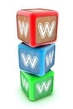A Colourful 3d Rendered Illustration of Internet WWW Building Blocks