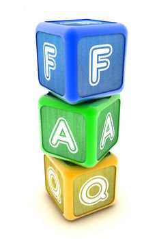 A Colourful 3d Rendered Illustration of FAQ Building Blocks