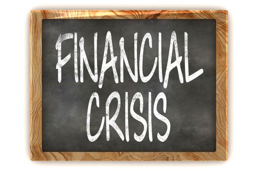A Colourful 3d Rendered Illustration of a Blackboard Showing Financial Crisis