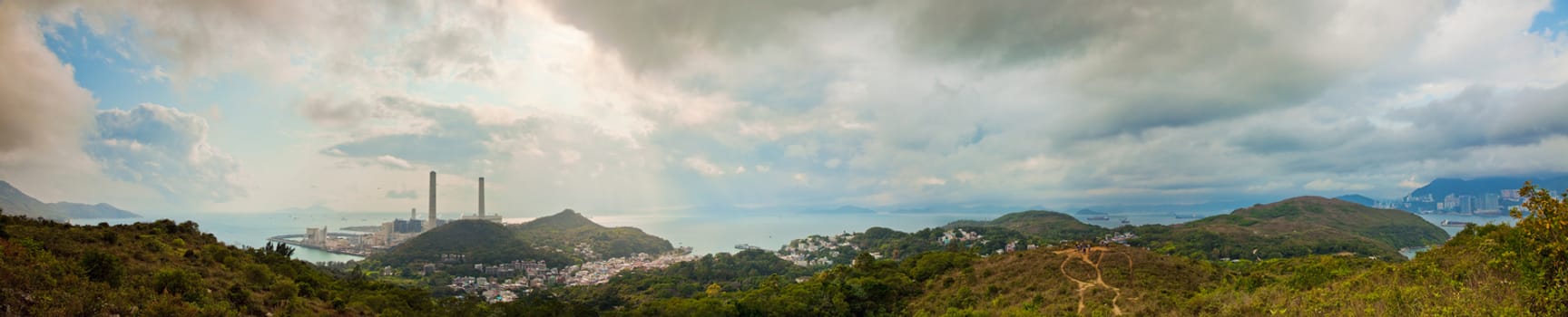 Panorama view of country side area of asia, autumn