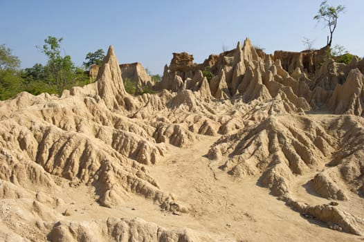 Happened from the soil erosion of Rain and wind naturally, Nan,Thailand