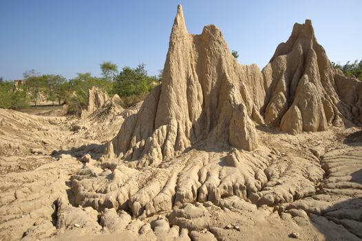 Happened from the soil erosion of Rain and wind naturally, Nan,Thailand