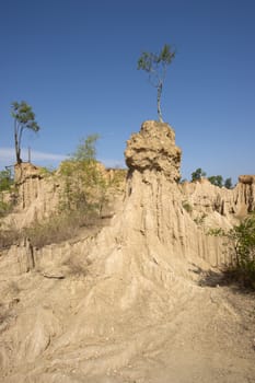 Happened from the soil erosion of Rain and wind naturally, Nan,Thailand