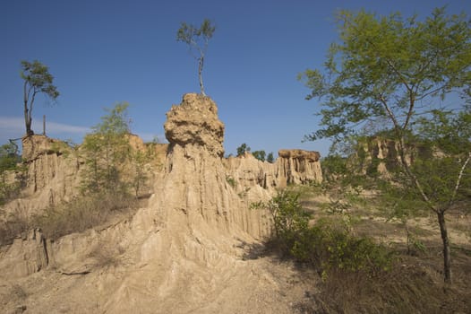 Happened from the soil erosion of Rain and wind naturally, Nan,Thailand