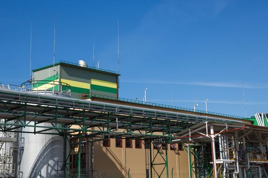 A modernistic looking biological fuel factory exterior