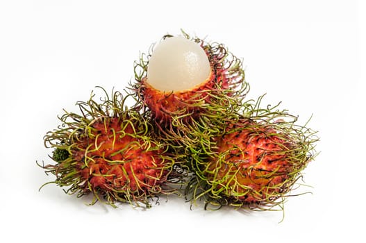 Rambutan is a fruit with sweet isolated on white background