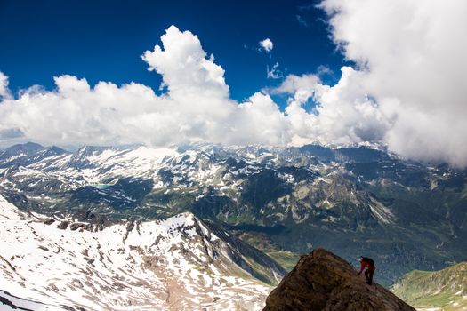 Trekking in high Alps mountains Austria
