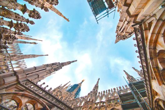 The spikes of Milan Cathedral on a sunny day