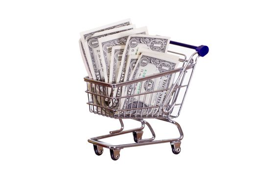 shopping cart with banknotes