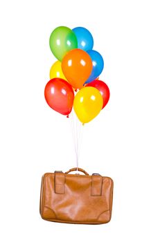 balloons with old suitcase