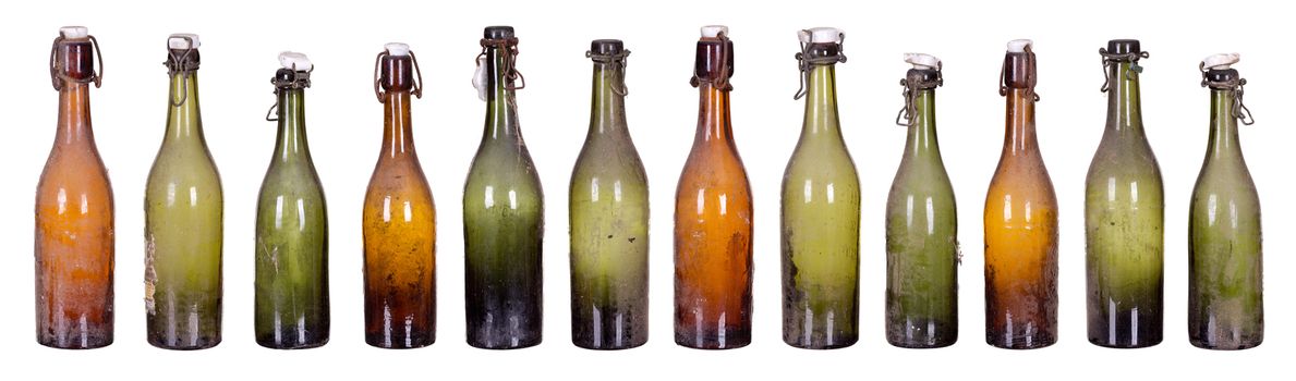 concept very old dusty bottles