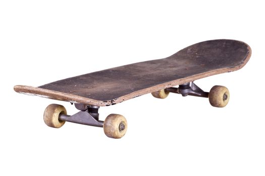 old used wooden skateboard