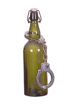 old bottle captured with handcuff