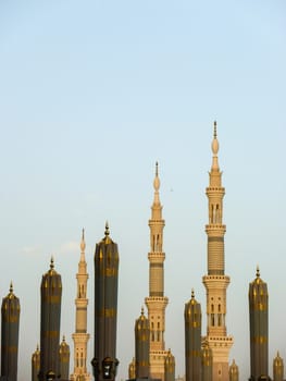 Minaret of Prophet mosque with blue sky background