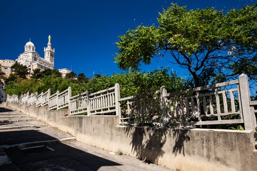 View of Notre-Dame de la Garde basilica in Marseille, southern France