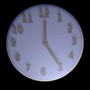 A big clock over black background, 3d render