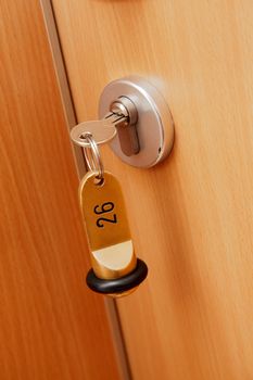 Key in the lock of a door