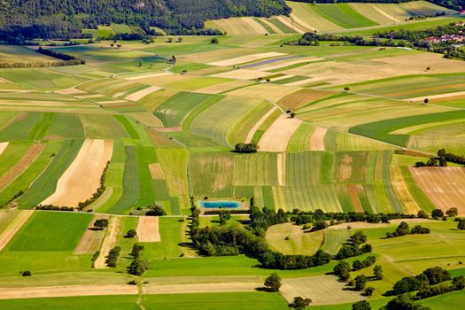 Aerial view of agricultural fields