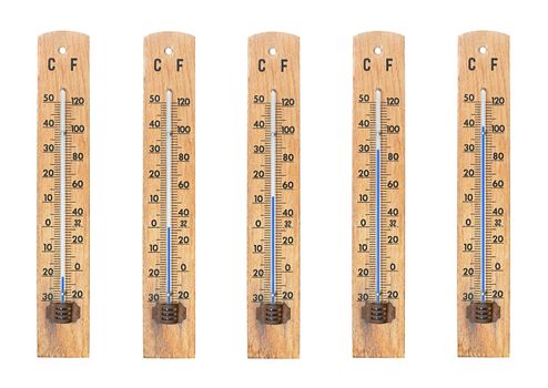 Set of thermometers showing different temperatures