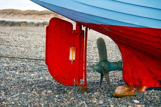 The landing place of fishing boats on the beach at the Danish North Sea coast.