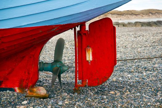 The landing place of fishing boats on the beach at the Danish North Sea coast.