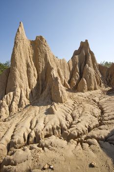 Happened from the soil erosion of Rain and wind naturally, Nan,Thailand