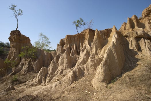 Happened from the soil erosion of Rain and wind naturally, Nan,Thailand