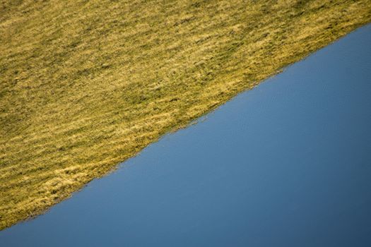 Arable land and riverside from the bird's eye view.