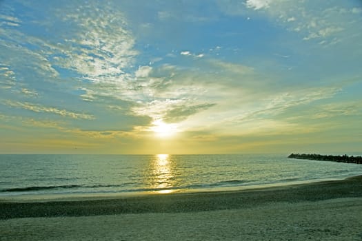 Sunset over the North sea in Denmark.