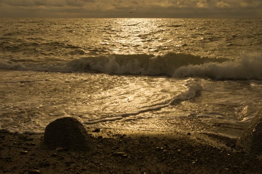 Sunset at the North Sea in Denmark.