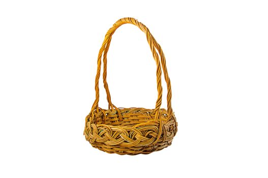 Empty wicker basket isolated on white background