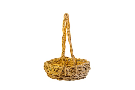 Empty wicker basket isolated on white background