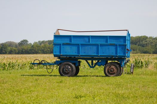 Tractor trailer on the agricultural fields