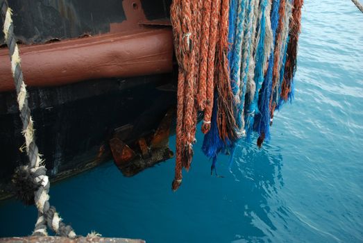 stock pictures of ropes used in ships for protection