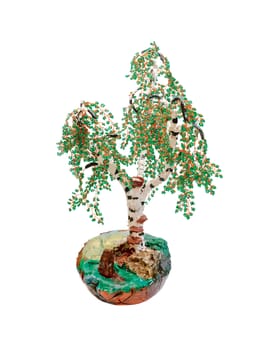 Product in the form of a desktop plant birch tree on a white background
