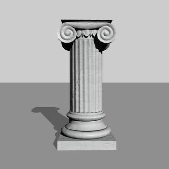 One stone column or pillar in grey background