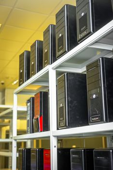 Modern and new computer cases in a data center