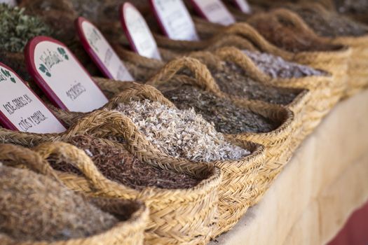 wicker baskets stuffed medicinal healing herbs