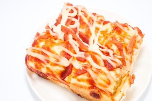 Home made pizza on white background