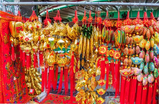 Lucky knot for Chinese New Year decoration in Chinatown ,Thailand
