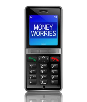 Illustration depicting a phone with a money worries concept.