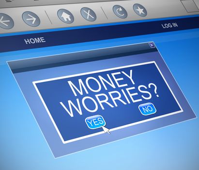 Illustration depicting a computer dialogue box with a money worries concept.