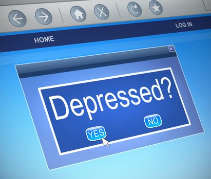Illustration depicting a computer dialogue box with a depressed concept.