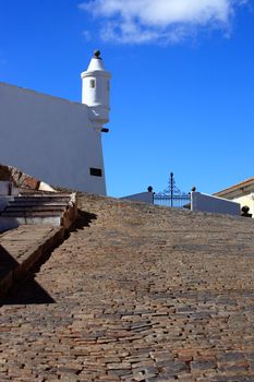 paved road at the unesco world heritage city of ouro preto in minas gerais brazil