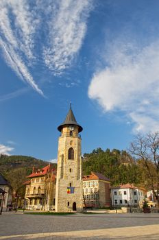 Medieval tower in Piatra Neamt, town square.