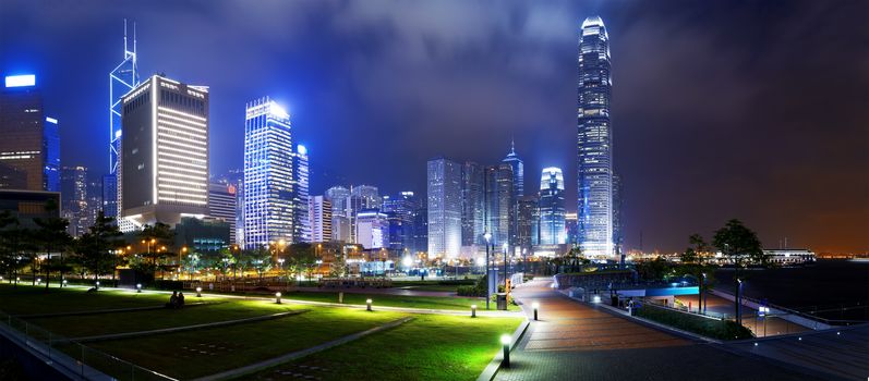 Park in HongKong City at night