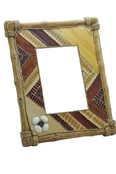 Frame for a photo from wood and leather.
