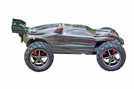 Radio controlled sport car isolated on a white background.