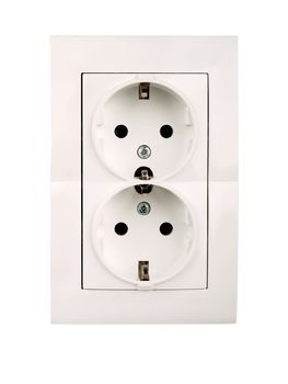 double electric socket isolated on white background