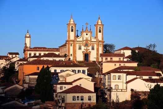 view of the Igreja de Nossa Senhora do Carmo of the UNESCO world heritage city of Ouro Preto in Minas Gerais Brazil